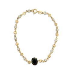 Pulseira Banho Dourado Com Ponto de Luz Preto Central e Pontos de Luz na Corrente