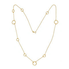 Colar Banho Dourado Longo Com Círculos Vazado