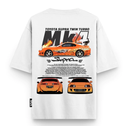 Camiseta Toyota Supra MK4 Twin Turbo Oversized Masculina Estampa JDM Laranja Streetwear Automotivo na internet
