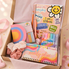 Box Regalo Gift Cuaderno Planner Resaltadores Y Accesorios