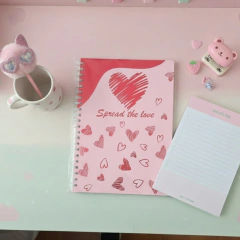 Set Libreria Kawaii Cuaderno+block De Notas+lapicera - comprar online