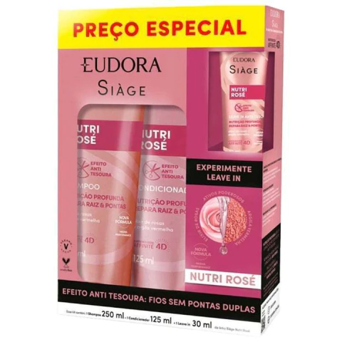 Eudora Siàge Nutri Rosé - Kit Shampoo 250ml + Condicionador 125ml + Finalizador 30ml