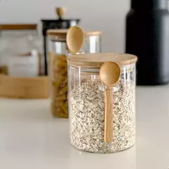 Frasco tapa bambú con cuchara en internet