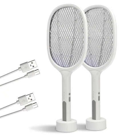 Set x2 Raqueta Eléctrica Recargable 3 Mallas Mata Zancudos