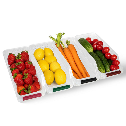 Set x4 Organizador Extraíble Nevera Transparente Apilable
