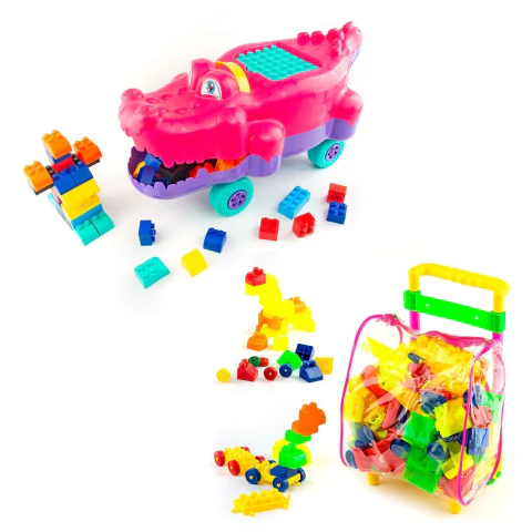Juguete Completo Cocodrilo y Maletero Didáctico con Bloques