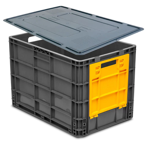 Canastilla plástica multiusos apilable con Ventana + Tapa