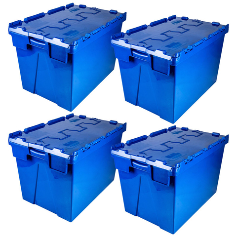 Set x4 Caja Seguridad Plástica 60x40x40 cm Tapa Abisagrada