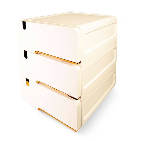 Mesa de Noche Beige 3 Cajones Moderna Plástico Resistente - comprar en línea