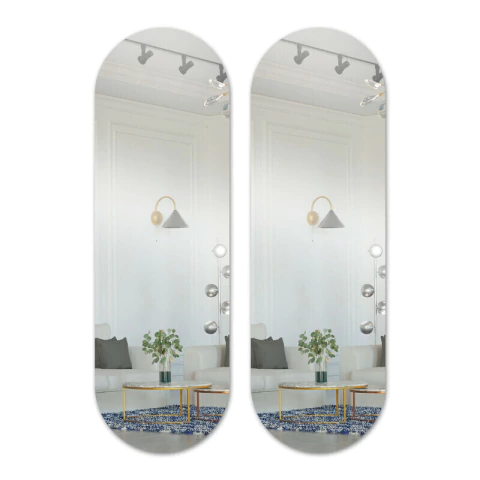 Set x2 Espejo Acrílico Ovalado 40x120 Vestidor y Habitación