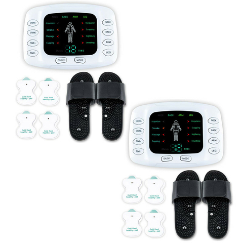 Set x2 Aparatos de Gimnasia Pasiva con Chanclas de Masaje, Tonificación Muscular, Estimulación Eléctrica, Ideal para Piernas, Abdomen y Relajación
