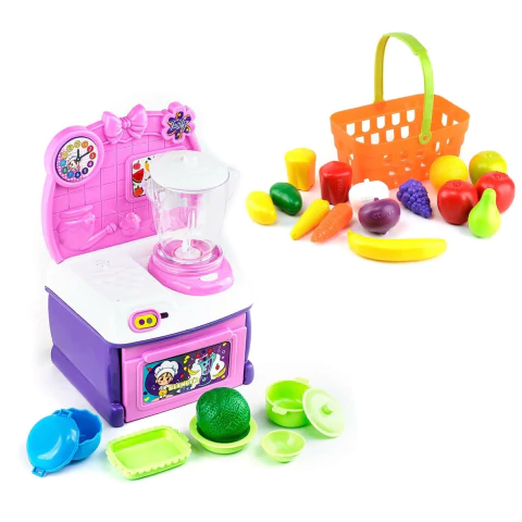 Kit Cocina Canasta Frutas X15 Pzas + Licuadora interactiva