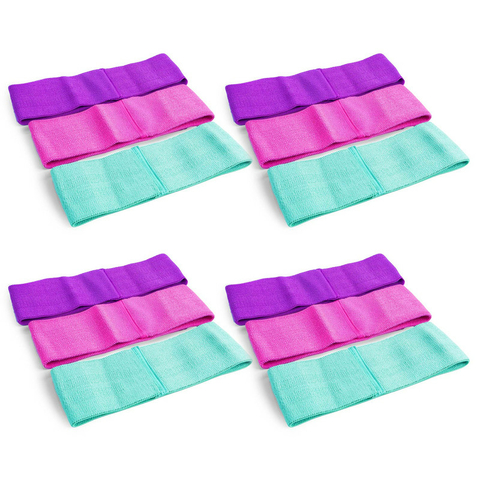 Set x12 Bandas Elásticas De Tela Antideslizante Para Ejercicio, Ideal Para Piernas, Glúteos Y Rutinas De Fuerza En Casa O Gimnasio