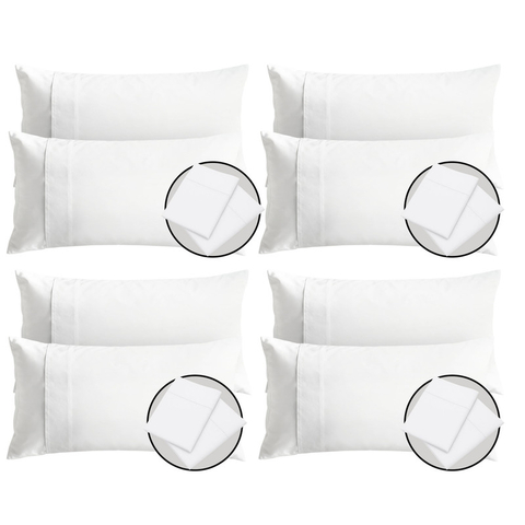 Set x8 Fundas de Almohadas 180 Hilos Blancas Algodón 90x50