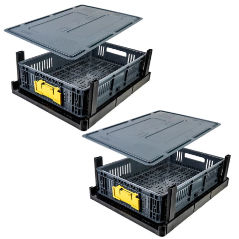 Set x2 Estantería Plástica Modular con Estantes y Tapas