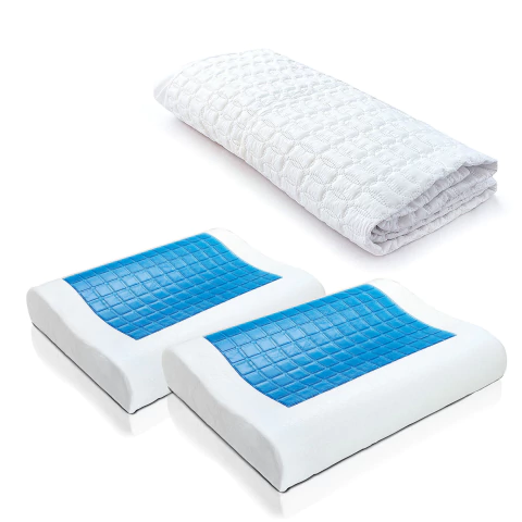 Combo Protector de Colchón en Algodón + 2 Almohadas Ortopédicas con Gel Refrescante, Máxima Comodidad, Frescura y Soporte para Dormir Mejor. - comprar en línea