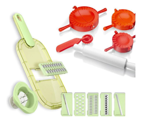 Combo De Cocina 6 En 1: Rallador Y Pelador Multiuso + Set 3 Moldes Para Empanadas Con Rodillo Y Cortador Chef Master, En Material Resistente.