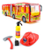 Kit X2 Juguetes: Autobús Modelo Articulado + Set De Bomberos