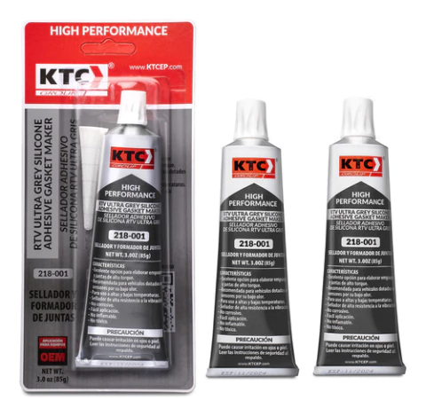 Set X3 Silicona Rtv Ultra Grey 85gr Ktc, No Corrosivo, Resistente A 343°c, Ideal Para Aplicaciones Mecánicas, Alta Durabilidad Y Adhesión.