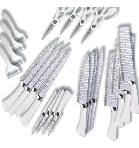 Combo De 4 Kits De Cuchillos De Cocina 4 Piezas Con Tijera Y Pelador Incluidos, Corte Preciso, Ideal Para Uso Diario, Hogar O Emprendimientos.