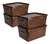Set X4 Cajas Organizadoras Con Tapa Canasta Mimbre Plástico