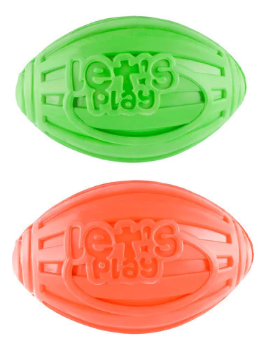 Pack De 2 Balones Ovalados Chillones Para Perros Medianos Y Grandes, Goma Resistente Y Segura Con Sonido Irresistible Para Juegos De Lanzar Y Recoger, Energy Plus.