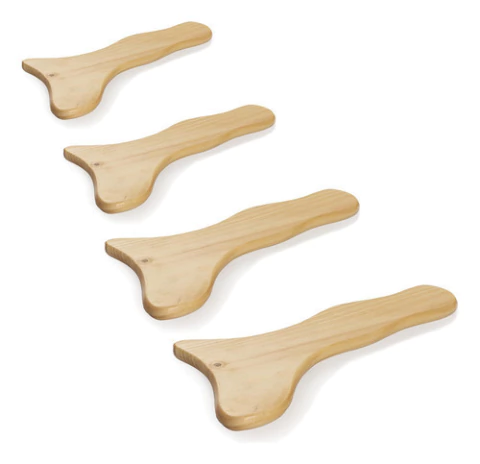 Kit X4 Tablas Gua Sha Maderoterapia, Masajeador De Madera Natural 24 Cm, Ideal Para Drenaje Linfático, Reducción De Celulitis Y Alivio Muscular En Todo El Cuerpo, Style Stars.