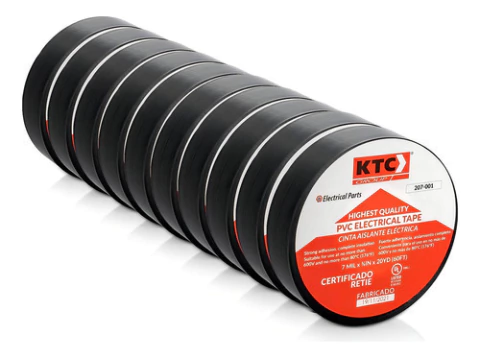 Pack De 10 Cintas Aislantes Eléctricas De Pvc Negra Ktc Alta Resistencia Y Flexibilidad Ideal Para Reparaciones Y Protección De Cables