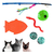 Kit X5 Juguetes Para Gatos: Caña De Pescar, Pelotas Con Cascabel, Lamedero Antiansiedad , Pelota De Goma Y Dispensador De Alimentos, Energy Plus.