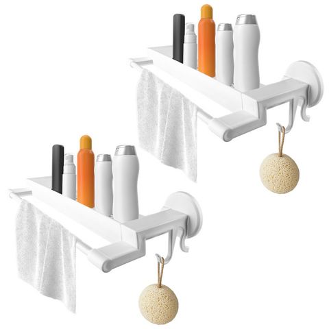Set x2 Estantes Organizadores de Baño Adhesivo con Toallero - comprar en línea