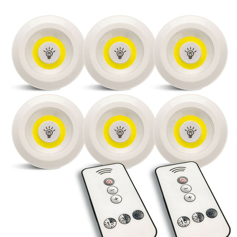 Set x6 Lámparas LED Adhesivas con Control Remoto Sin Cables - comprar en línea