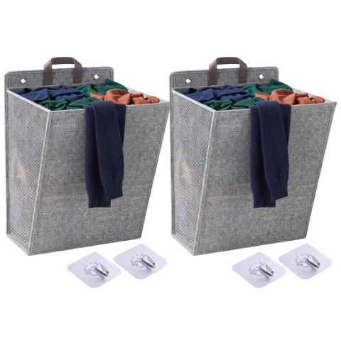 Set x2 Canasta de Ropa Sucia Plegable para Puerta o Pared