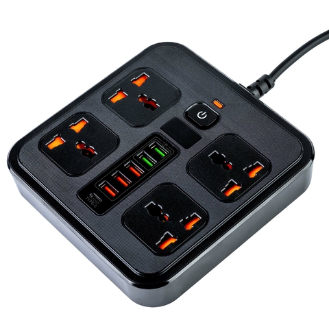 Extensión Eléctrica Multitoma USB Protección y Carga Rápida