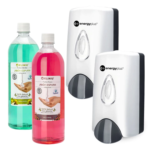 Kit x2 Dispensadores de Espuma + 2 Jabones Antibacteriales 1000 ml c/u Ideal para Higiene de Manos en Hogar, Oficina, Negocio o Institución. - comprar en línea