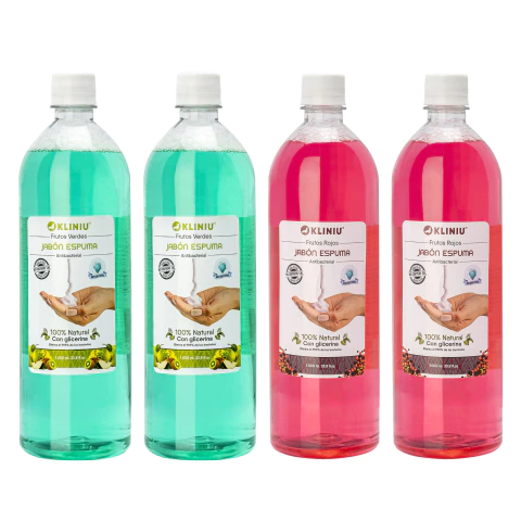 Kit Ahorro x4 Jabones en Espuma Antibacterial de 1000 ml c/u Más Lavadas Ideal para Higiene de Manos en Hogar, Oficina, Negocio o Institución. - comprar en línea