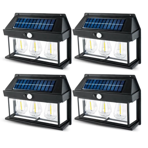 Set De 4 Lámparas Solares De Pared LED Con Sensor De Movimiento Para Exterior Impermeables Y De Fácil Instalación. - comprar en línea