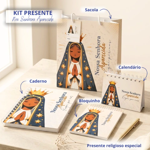 Kit Presente Nossa Senhora Aparecida com caderno e bloquinho