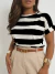Blusa Feminina Manga Curta Listrado Gola Redonda Tendencia Feminina ⭐⭐⭐⭐⭐4.9 - OUTLET | Loja Oficial | Loja de Roupas Masculinas e Femininas
