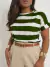 Blusa Feminina Manga Curta Listrado Gola Redonda Tendencia Feminina ⭐⭐⭐⭐⭐4.9