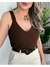 BLUSA FEMININA ALÇA GROSSO LARGA SIMPLES OCASIONAL REGATA COM DECOTE V BASICA - loja online