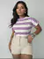 Blusa Feminina Manga Curta Listrado Gola Redonda Tendencia Feminina ⭐⭐⭐⭐⭐4.9 - loja online