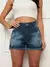 Shorts Jeans Feminino Detalhe Barra Desfiada Moda Verão Fashion