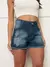 Shorts Jeans Feminino Detalhe Barra Desfiada Moda Verão Fashion - comprar online