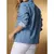 Jaqueta Jeans Feminina Moda Longer Parka lycra com bolso - loja online