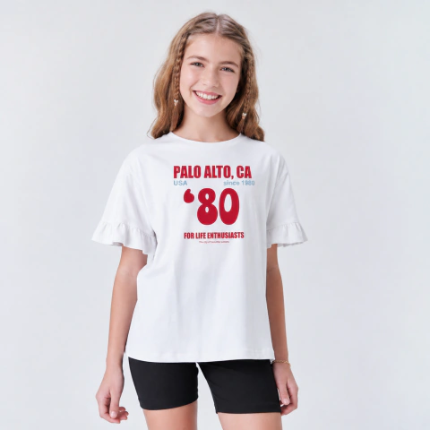 3079 - Remera c/cuello de rib mangas con volado