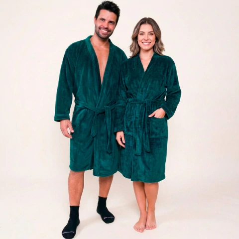 Imagem do Roupão Benévola Microfibra Antialérgico Térmico Feminino Masculino Inverno Frio Hobby Quentinho