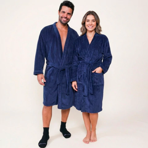Roupão Benévola Microfibra Antialérgico Térmico Feminino Masculino Inverno Frio Hobby Quentinho na internet