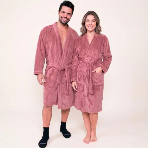 Roupão Benévola Microfibra Antialérgico Térmico Feminino Masculino Inverno Frio Hobby Quentinho - Osure