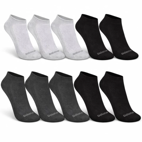Kit 10 Pares Meias Selene Cano Curto Algodão Masculino Feminina Meia Baixo Soquete Confortável Academia Original