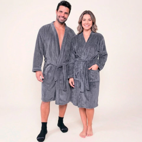 Roupão Benévola Microfibra Antialérgico Térmico Feminino Masculino Inverno Frio Hobby Quentinho - loja online